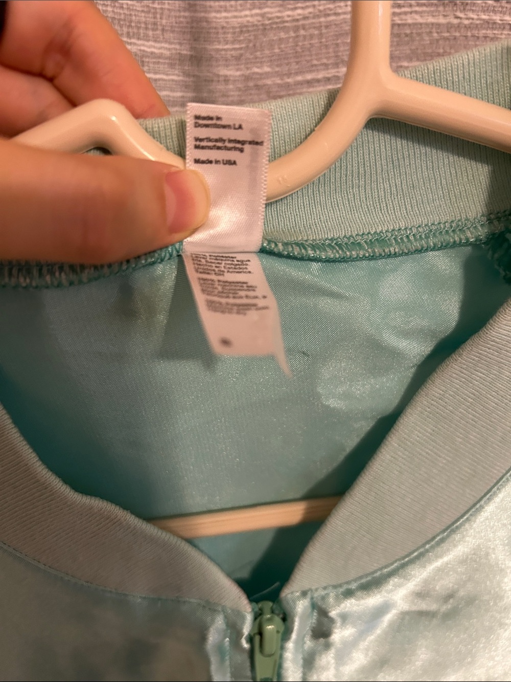 Vintage American Apparel Mint Satin Bomber Jacket - Picture 4 of 6